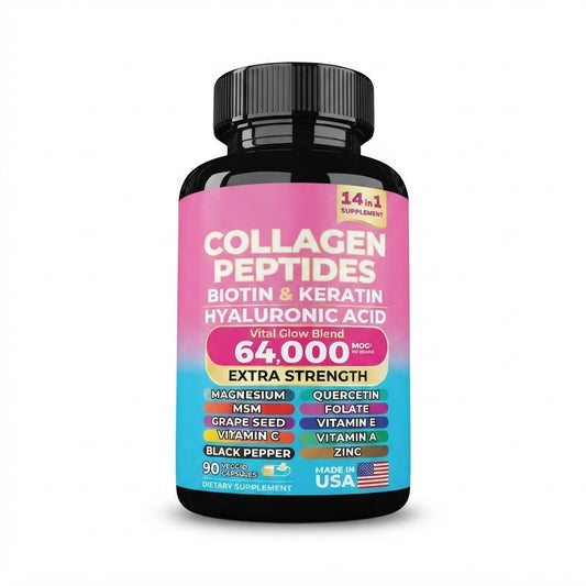 Collagen 14-in-1 Biotin, Keratin & Hyaluronic Acid Supplement, 90 Capsules
